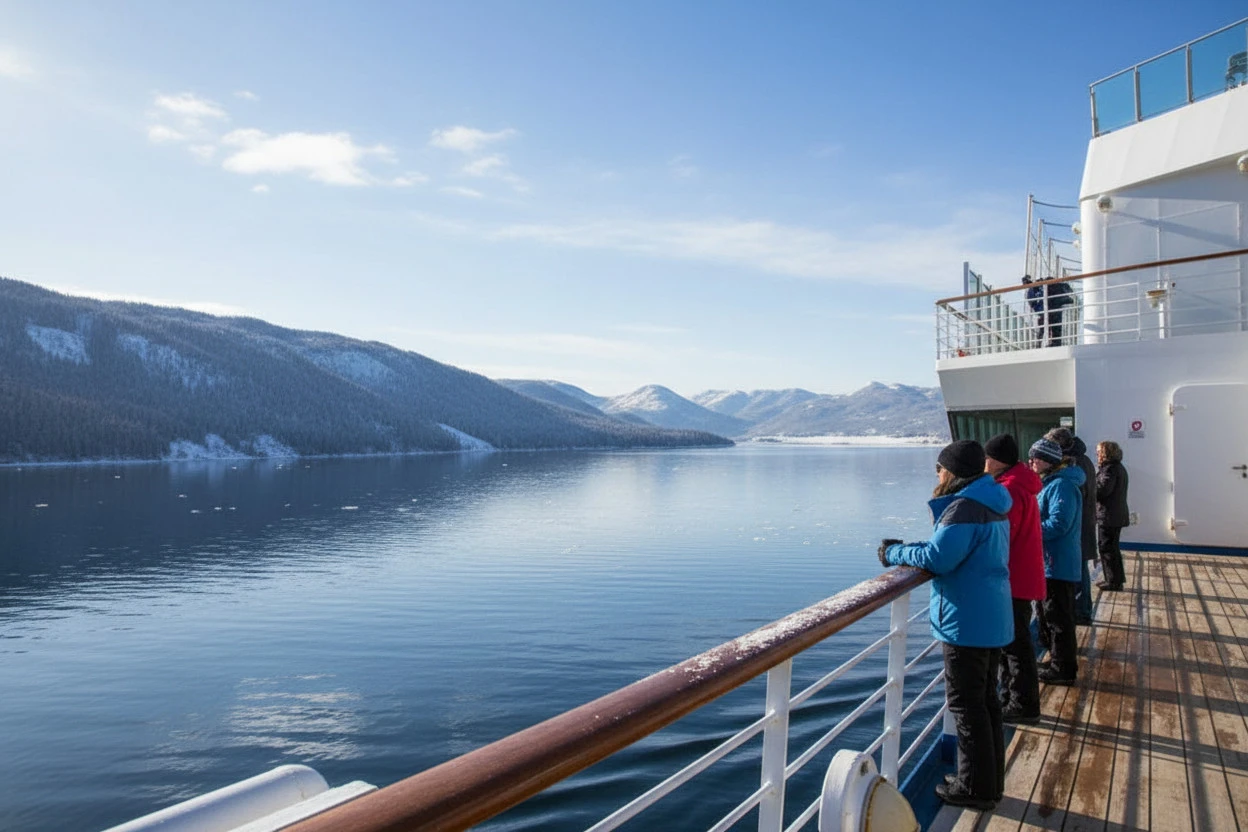 amanecer o atardecer visto desde la cubierta de un crucero