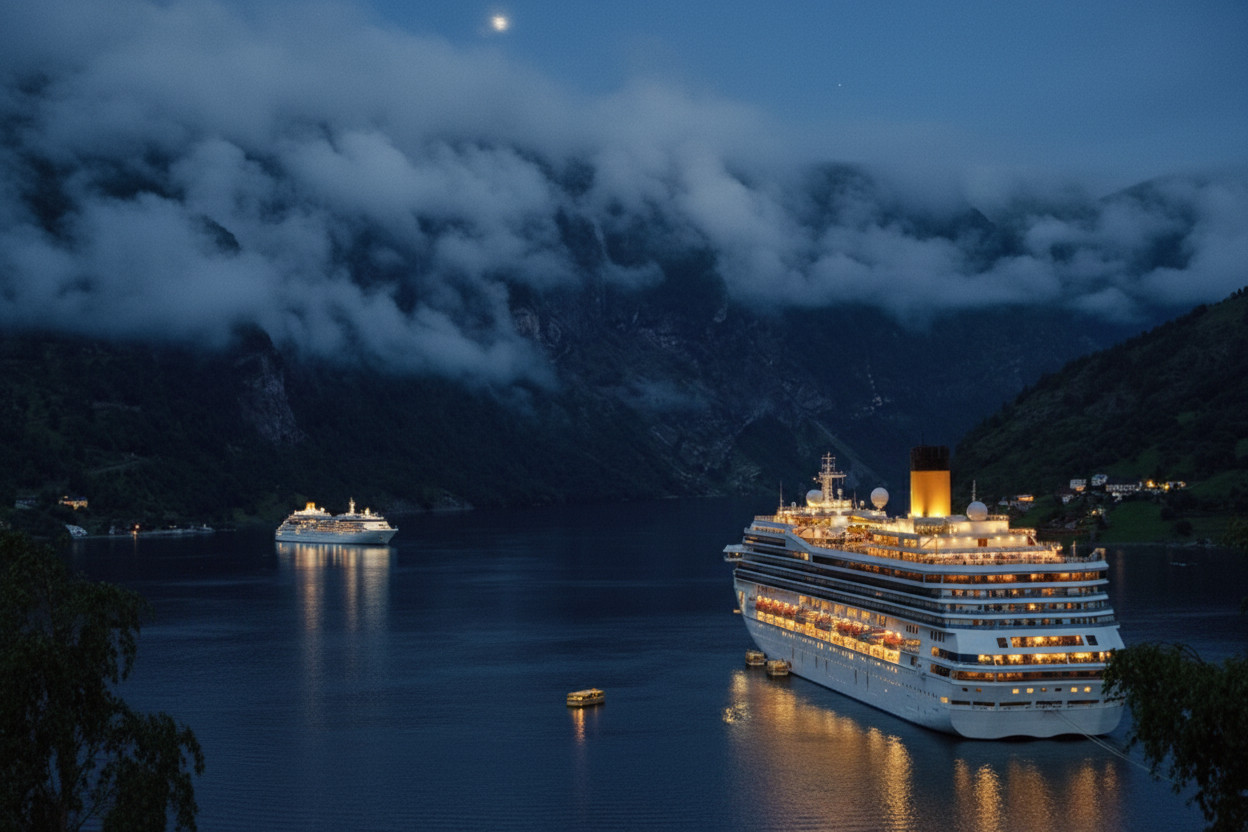 barco en fiordo noruego