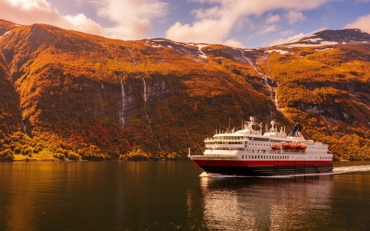 barco en fiordo noruego