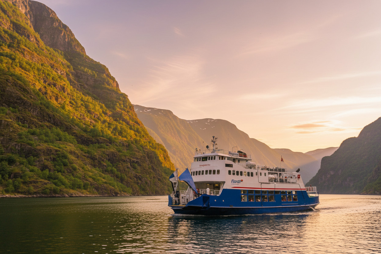 barco en fiordo noruego